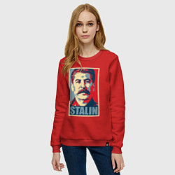 Свитшот хлопковый женский Face Stalin, цвет: красный — фото 2