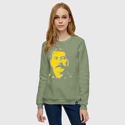 Свитшот хлопковый женский Yellow Stalin, цвет: авокадо — фото 2