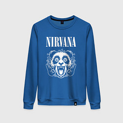 Свитшот хлопковый женский Nirvana rock panda, цвет: синий