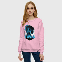 Свитшот хлопковый женский Девушка город, цвет: светло-розовый — фото 2