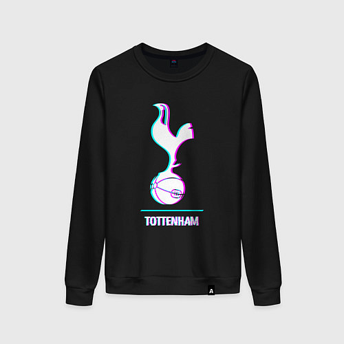 Женский свитшот Tottenham FC в стиле glitch / Черный – фото 1