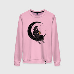 Свитшот хлопковый женский Смерть ест пиццу на Луне, цвет: светло-розовый