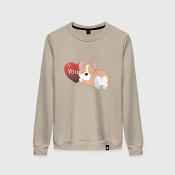 Женский свитшот Спящий корги с сердцем