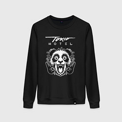 Свитшот хлопковый женский Tokio Hotel rock panda, цвет: черный