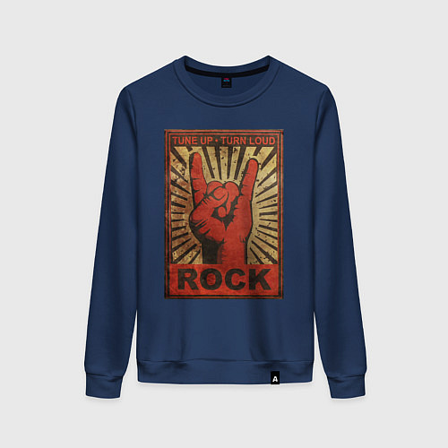 Женский свитшот Rock tune up turn loud жест коза / Тёмно-синий – фото 1