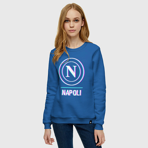 Женский свитшот Napoli FC в стиле glitch / Синий – фото 3