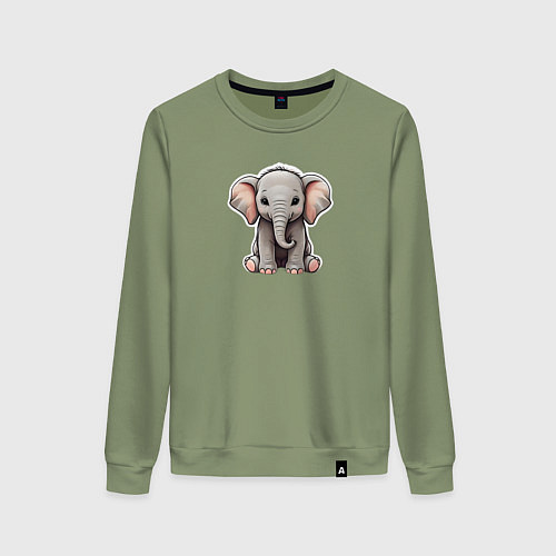 Женский свитшот Красивый африканский слоненок / Авокадо – фото 1