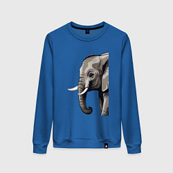 Свитшот хлопковый женский Большой африканский слон, цвет: синий