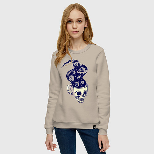 Женский свитшот Dead drink space skull / Миндальный – фото 3