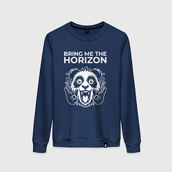 Свитшот хлопковый женский Bring Me the Horizon rock panda, цвет: тёмно-синий