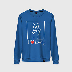 Свитшот хлопковый женский I love bunny, цвет: синий