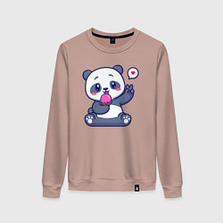 Свитшот хлопковый женский Ice cream panda, цвет: пыльно-розовый