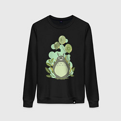 Свитшот хлопковый женский Green Totoro, цвет: черный