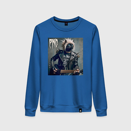 Женский свитшот Cool cat - punks not dead / Синий – фото 1