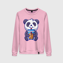 Свитшот хлопковый женский Drinking panda, цвет: светло-розовый