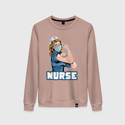 Свитшот хлопковый женский Good nurse, цвет: пыльно-розовый