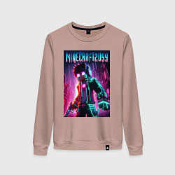 Свитшот хлопковый женский Minecraft - ai art fantasy neon, цвет: пыльно-розовый