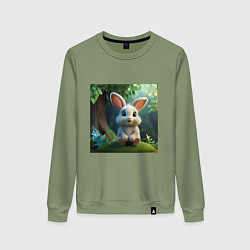 Свитшот хлопковый женский Зайчик на кочке, цвет: авокадо