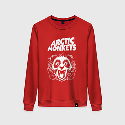 Свитшот хлопковый женский Arctic Monkeys rock panda, цвет: красный