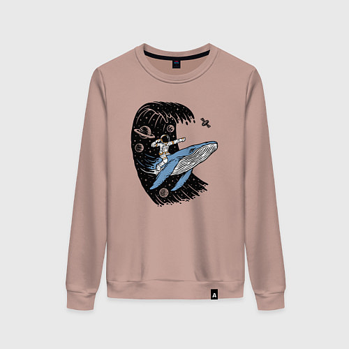 Женский свитшот Космонавт и кит / Пыльно-розовый – фото 1