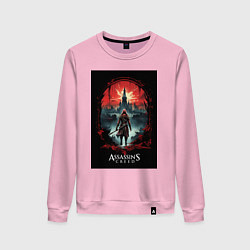 Свитшот хлопковый женский Assassins creed загадочный город, цвет: светло-розовый