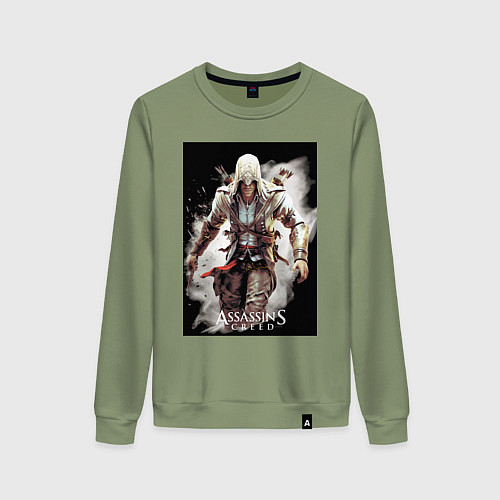 Женский свитшот Assassins creed белый туман / Авокадо – фото 1