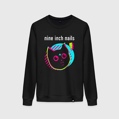 Женский свитшот Nine Inch Nails rock star cat / Черный – фото 1