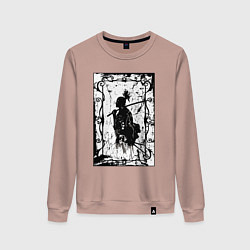 Свитшот хлопковый женский Воин с катаной, цвет: пыльно-розовый