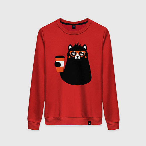 Женский свитшот Мишка с напитком / Красный – фото 1
