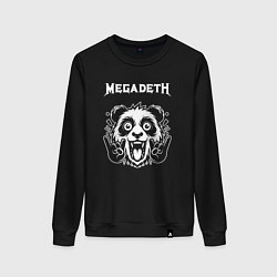 Свитшот хлопковый женский Megadeth rock panda, цвет: черный