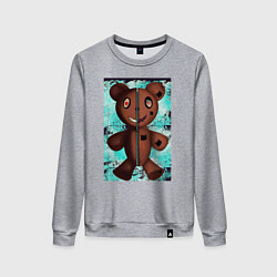 Свитшот хлопковый женский Криповый медведь, цвет: меланж