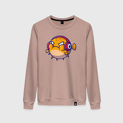 Свитшот хлопковый женский Рыбка пухляш, цвет: пыльно-розовый