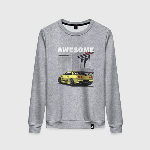 Женский свитшот Невероятный nissan skyline / Меланж – фото 1