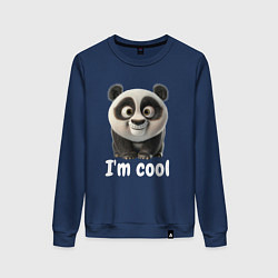 Свитшот хлопковый женский Крутая панда cool, цвет: тёмно-синий