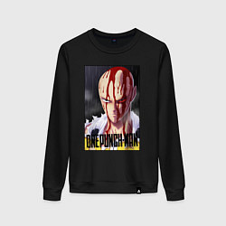 Свитшот хлопковый женский Saitama blood, цвет: черный