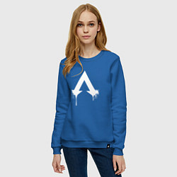 Свитшот хлопковый женский Логотип Apex с подтеками, цвет: синий — фото 2