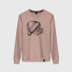 Свитшот хлопковый женский Профиль новогодней кошки, цвет: пыльно-розовый