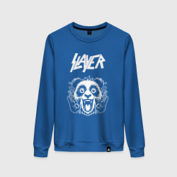 Свитшот хлопковый женский Slayer rock panda, цвет: синий