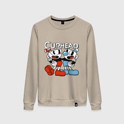 Свитшот хлопковый женский Cuphead and Mugman, цвет: миндальный