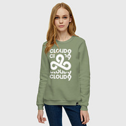 Свитшот хлопковый женский Cloud9 - in logo, цвет: авокадо — фото 2