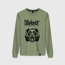 Свитшот хлопковый женский Slipknot - rock panda, цвет: авокадо