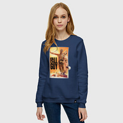 Свитшот хлопковый женский Эмили Блант и Райан Гослинг каскадеры, цвет: тёмно-синий — фото 2