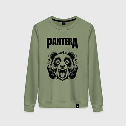 Свитшот хлопковый женский Pantera - rock panda, цвет: авокадо