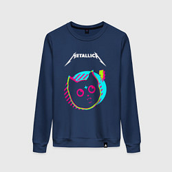 Свитшот хлопковый женский Metallica rock star cat, цвет: тёмно-синий