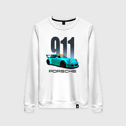 Свитшот хлопковый женский Cпортивный автомобиль Porsche, цвет: белый