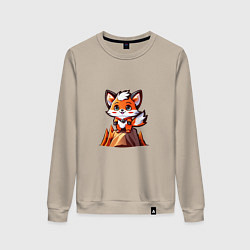 Свитшот хлопковый женский Лисёнок-альпинист, цвет: миндальный