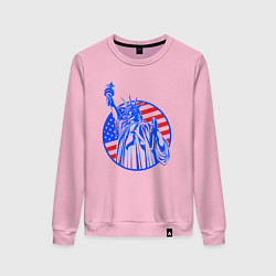 Свитшот хлопковый женский USA statue of liberty, цвет: светло-розовый