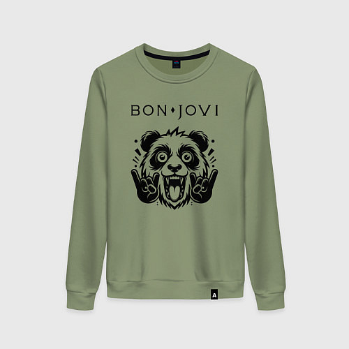 Женский свитшот Bon Jovi - rock panda / Авокадо – фото 1