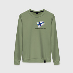 Свитшот хлопковый женский Im from Finland - motto, цвет: авокадо