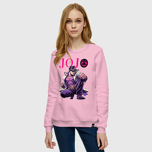 Женский свитшот Джотаро Куджо - нейросеть / Светло-розовый – фото 3